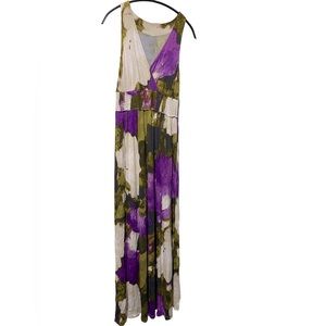 Liz Lange Maternity sleeveless dress purple and green floral Size XS